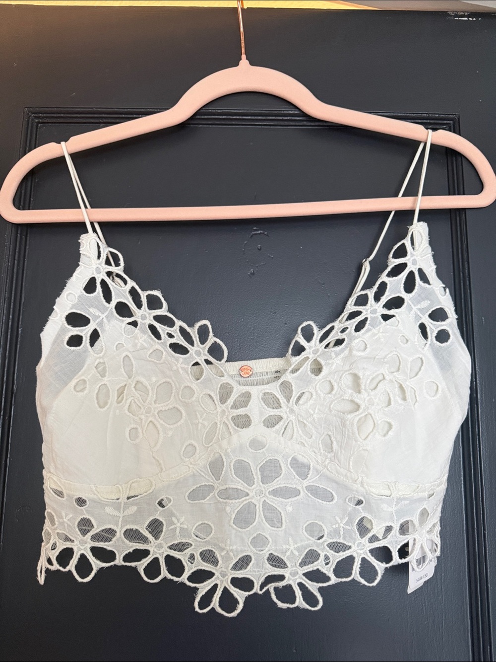 Free People Ivory Floral Cutout Lace Bandeau Bralette